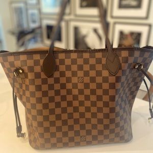 Very gently used Louis Vuitton Damien Ebene Neverfull MM cherry interior